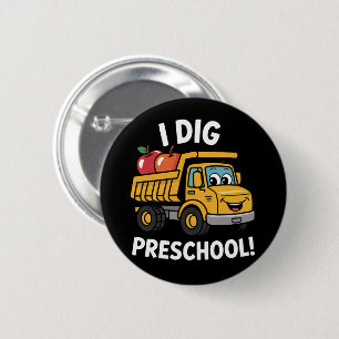 Terug naar school Ik graaf kleuter vrachtwagen Ronde Button 5,7 Cm