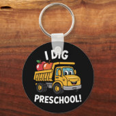 Terug naar school Ik graaf kleuter vrachtwagen Sleutelhanger (Voorkant)