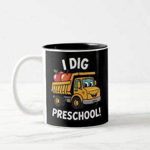 Terug naar school Ik graaf kleuter vrachtwagen Tweekleurige Koffiemok