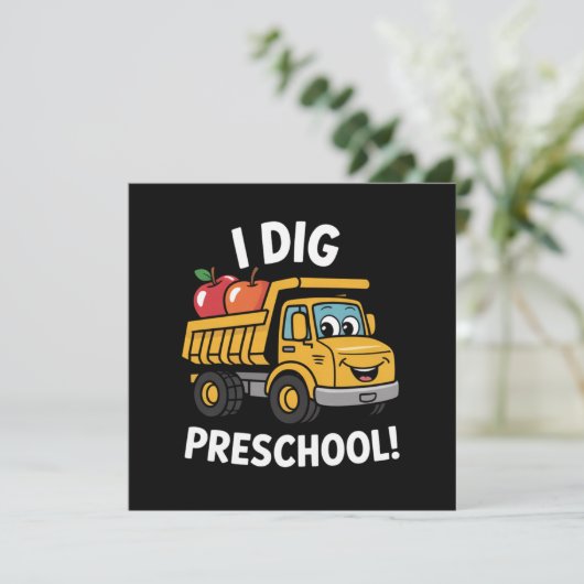 Terug naar school Ik graaf Preschool Dump Truck Bedankkaart (Staand voorkant)