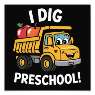 Terug naar school Ik graaf voorschoolse kiepwagen Foto Afdruk