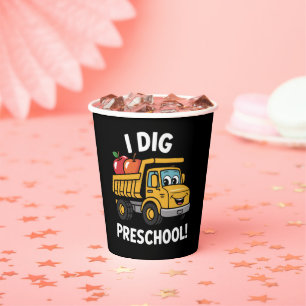 Terug naar school Ik graaf voorschoolse kiepwagen Papieren Bekers