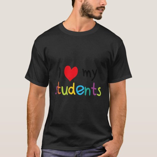 Terug naar school Ik hou van mijn studenten lerare T-shirt (Voorkant)