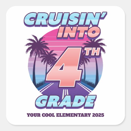 Terug naar school in 4e klas stijl vierkante sticker (Voorkant)