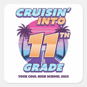 Terug naar school in de 11e klas cruisen vierkante sticker