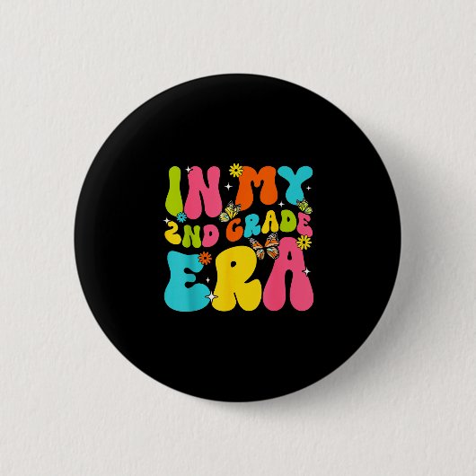 Terug naar school in de 2e klas vlinder ronde button 5,7 cm (Voorkant)
