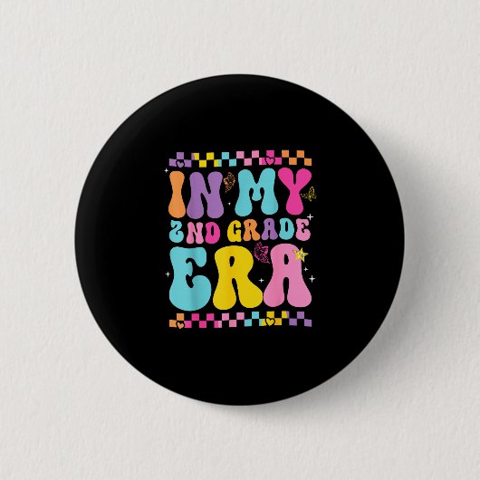Terug naar school in de 2e klas vlinder ronde button 5,7 cm (Voorkant)