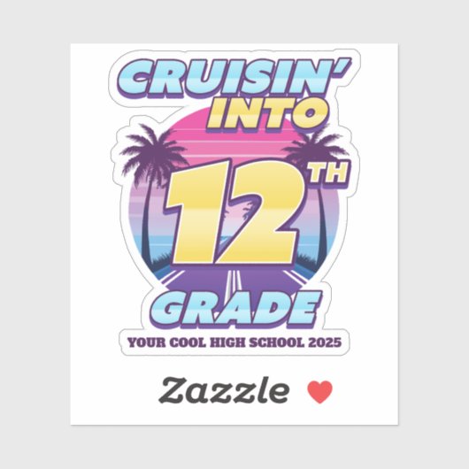 Terug naar school in stijl, 12e klas sticker (Vel)