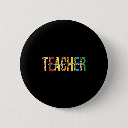 Terug naar school Informatica Leraar Leopard Ad Ronde Button 5,7 Cm (Voorkant)