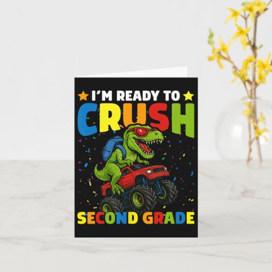 Terug naar school jongen dinosaurus ik ben klaar o kaart (Gele Bloem)