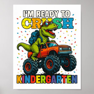 Terug naar school jongen dinosaurus Ik ben klaar o Poster