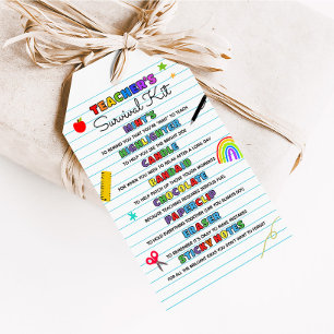 Terug naar school juf/meester overlevingspakket fa cadeaulabel