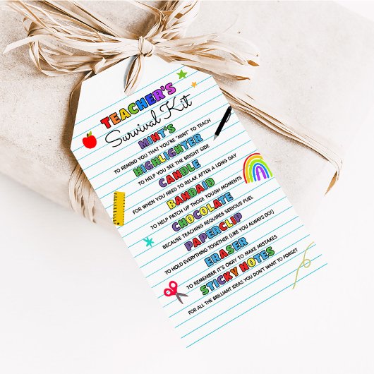 Terug naar school juf/meester overlevingspakket fa cadeaulabel