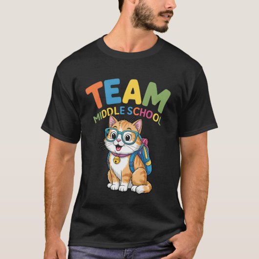 Terug Naar School Kat T-shirts Team Middelbare Sch (Voorkant)