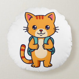 Terug naar school katje - nr. 10 rond kussen