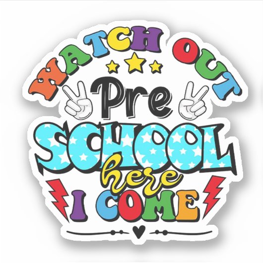 Terug naar school kijk uit de kleuterschool hier k sticker (Voorkant)
