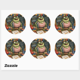 Terug naar school kikker PNG, Leraar klasdecoratie Ronde Sticker