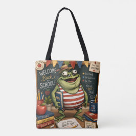 Terug naar school kikker PNG, Leraar klasdecoratie Tote Bag