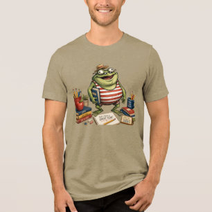 Terug naar school kikker PNG, Leraar klasdecoratie Tri-Blend Shirt