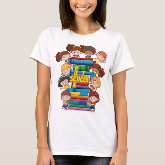 Terug naar school Kinder boeken Docenten T-shirt (Voorkant)