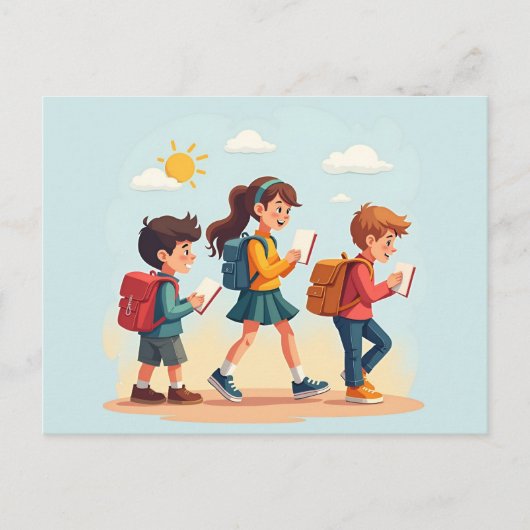 Terug naar school kinderen feestdagenkaart (Voorkant)