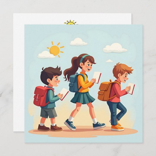 Terug naar school kinderen Flat Holiday Kaart (Voorkant / Achterkant)