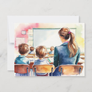 Terug naar school kinderen met leerkracht briefkaart