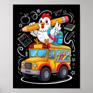 Terug Naar School Kip Schoolbus 100 Dagen Van Poster