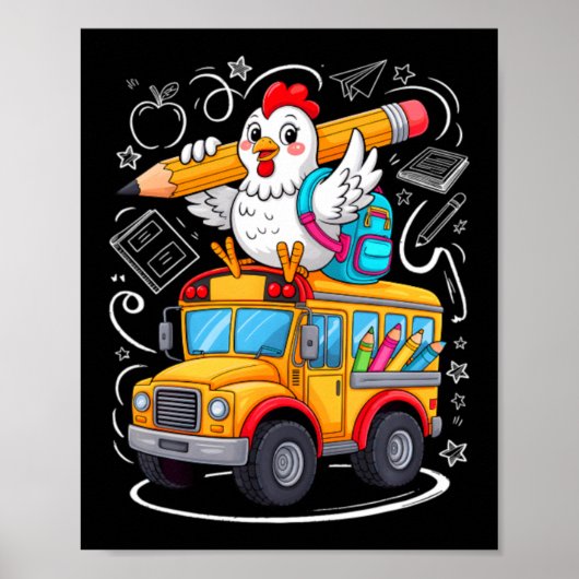 Terug Naar School Kip Schoolbus 100 Dagen Van Poster (Voorkant)