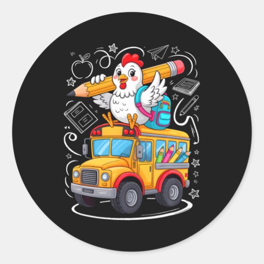 Terug Naar School Kip Schoolbus 100 Dagen Van Ronde Sticker (Voorkant)