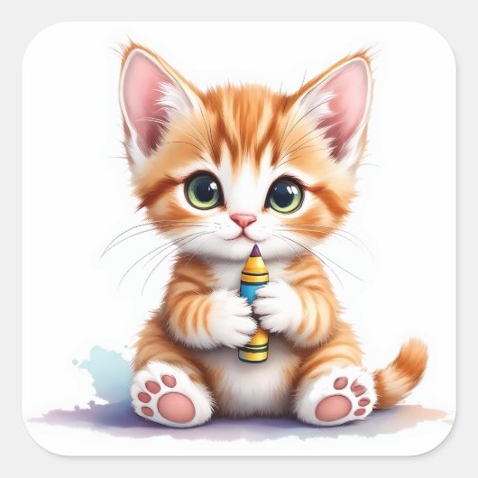 Terug naar school Kitten-De schattigste OOTD! Stic Vierkante Sticker (Voorkant)
