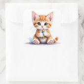 Terug naar school Kitten-De schattigste OOTD! Stic Vierkante Sticker (Tas)