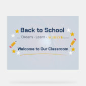 Terug naar school klasbord | Acryl welkom bord (Voorkant)