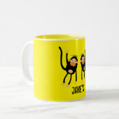 Terug naar school kleine aap tweekleurige koffiemok (Voorkant links)