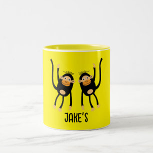 Terug naar school kleine aap tweekleurige koffiemok