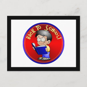 Terug naar school - kleine jongen leest boek briefkaart