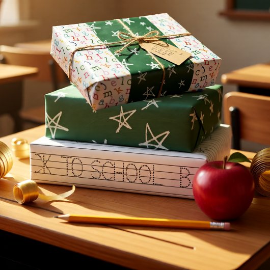 Terug naar school kleur, groen en b&w inpakpapier vel