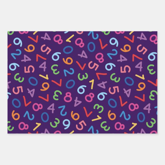Terug naar school kleuren nummers set van 3 inpakpapier vel (Voorkant)