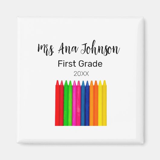 Terug naar school kleurpotloden voegen naam klasse magneet (Voorkant)