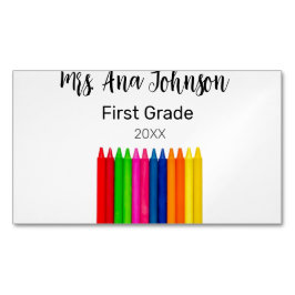 Terug naar school kleurpotloden voegen naam klasse magnetisch visitekaartje