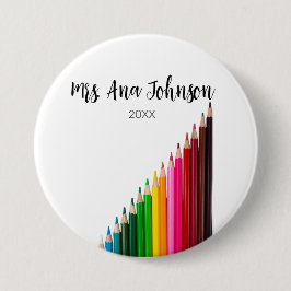 Terug naar school kleurpotloden voegen naam toe kl ronde button 7,6 cm