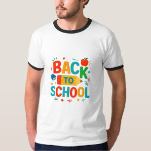 Terug naar school" Kleurrijk potlood & appel grafi T-shirt