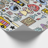 Terug naar school kleurrijke doodle set.  walvis cadeaupapier (Hoek)