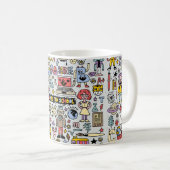 Terug naar school kleurrijke doodle set.  walvis koffiemok (Voorkant rechts)