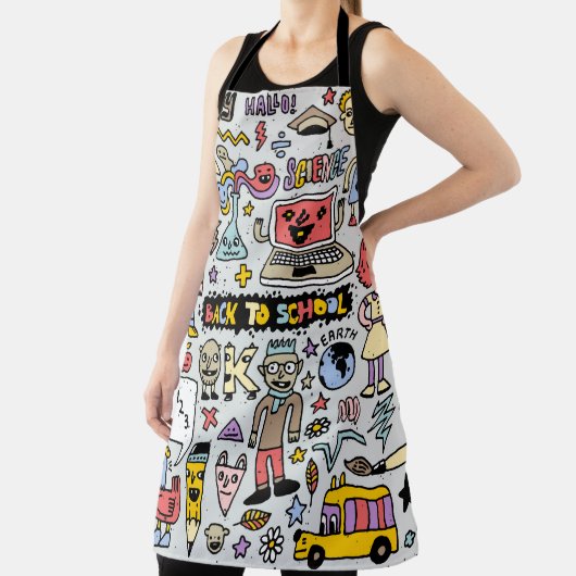 Terug naar school kleurrijke doodle set.  walvis schort (Insitu)