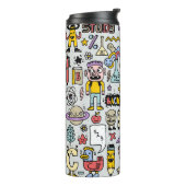 Terug naar school kleurrijke doodle set.  walvis thermosbeker (Gedraaid links)