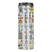 Terug naar school kleurrijke doodle set.  walvis thermosbeker (Achterkant)