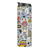 Terug naar school kleurrijke doodle set.  walvis thermosbeker (Geroteerd rechts)