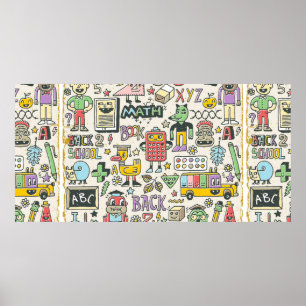 Terug naar school kleurrijke doodset 2. Handtekeni Poster