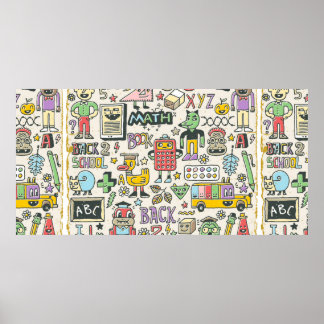 Terug naar school kleurrijke doodset 2. Handtekeni Poster